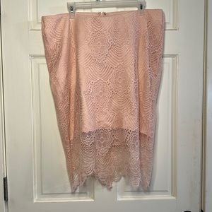 Lined Blush Pink Lace Pencil Skirt - Torrid Size 1 Plus